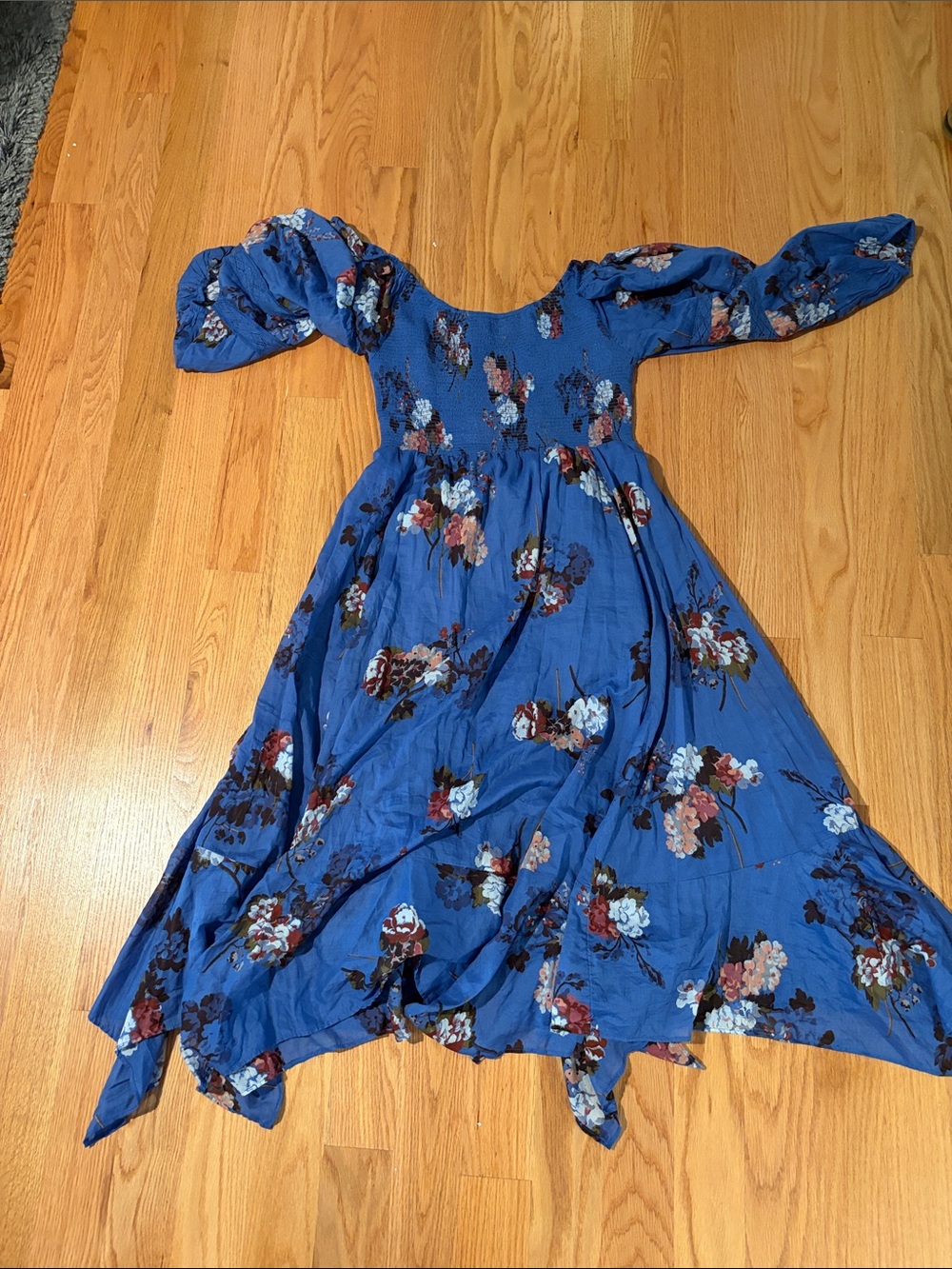 Free People Royal Blue Floral Off-Shoulder Maxi Dress
